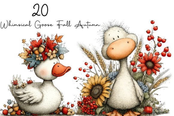 Download Whimsical Goose Fall Autumn Clipart - Autumn clipart Collection