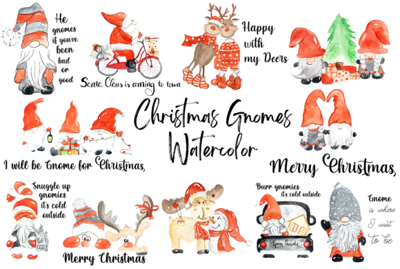 Download Gnomes Watercolor - Christmas Bundle - Gnomes Collection