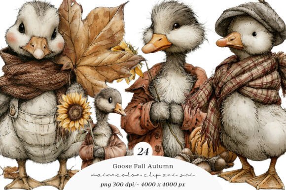 Download Whimsical Goose Fall Autumn Clipart - Autumn clipart Collection