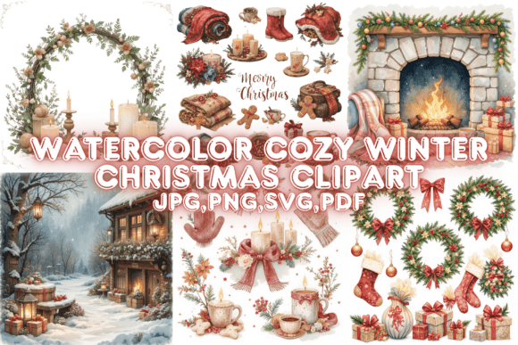 Download Watercolor Cozy Winter Christmas Clipart - Premium Resources