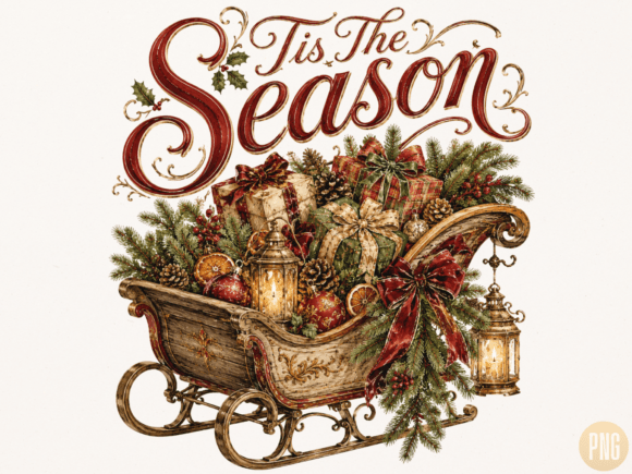 Download Tis the Season Vintage Christmas Sleigh - Vintage christmas Collection